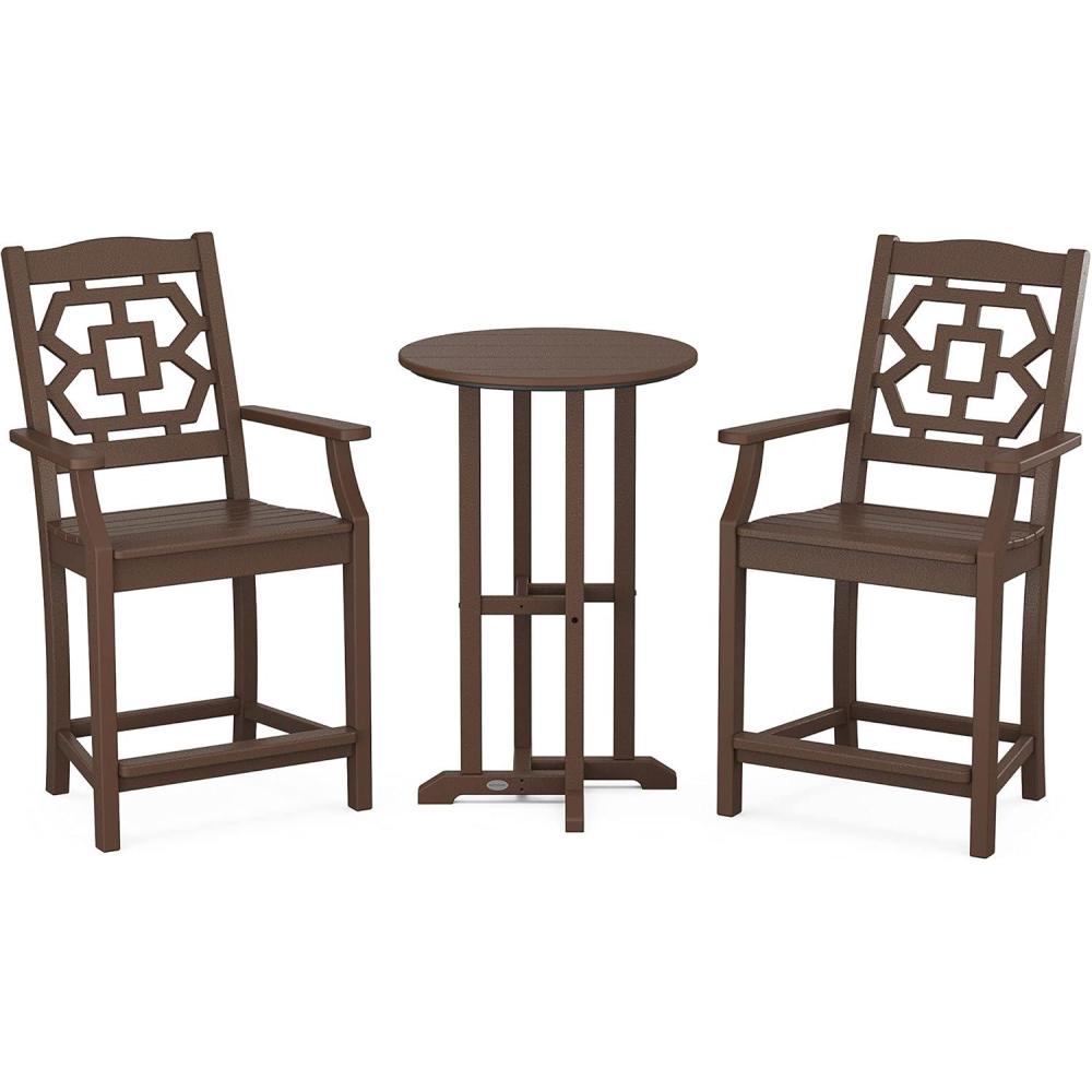 image:imageMartha Stewart by POLYWOOD Chinoiserie 3Piece Farmhouse Bistro Counter Set in MahoganyMahogany