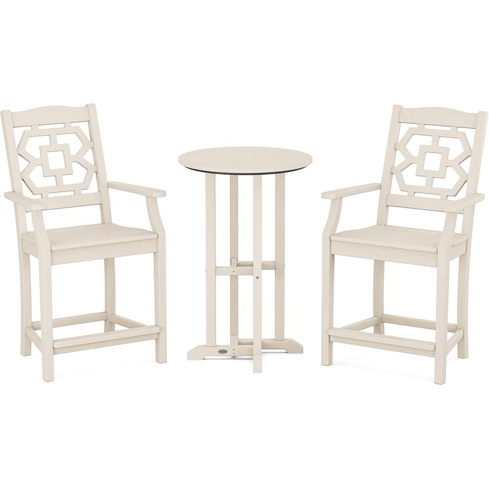 image:imageMartha Stewart by POLYWOOD Chinoiserie 3Piece Farmhouse Bistro Counter Set in MahoganySand
