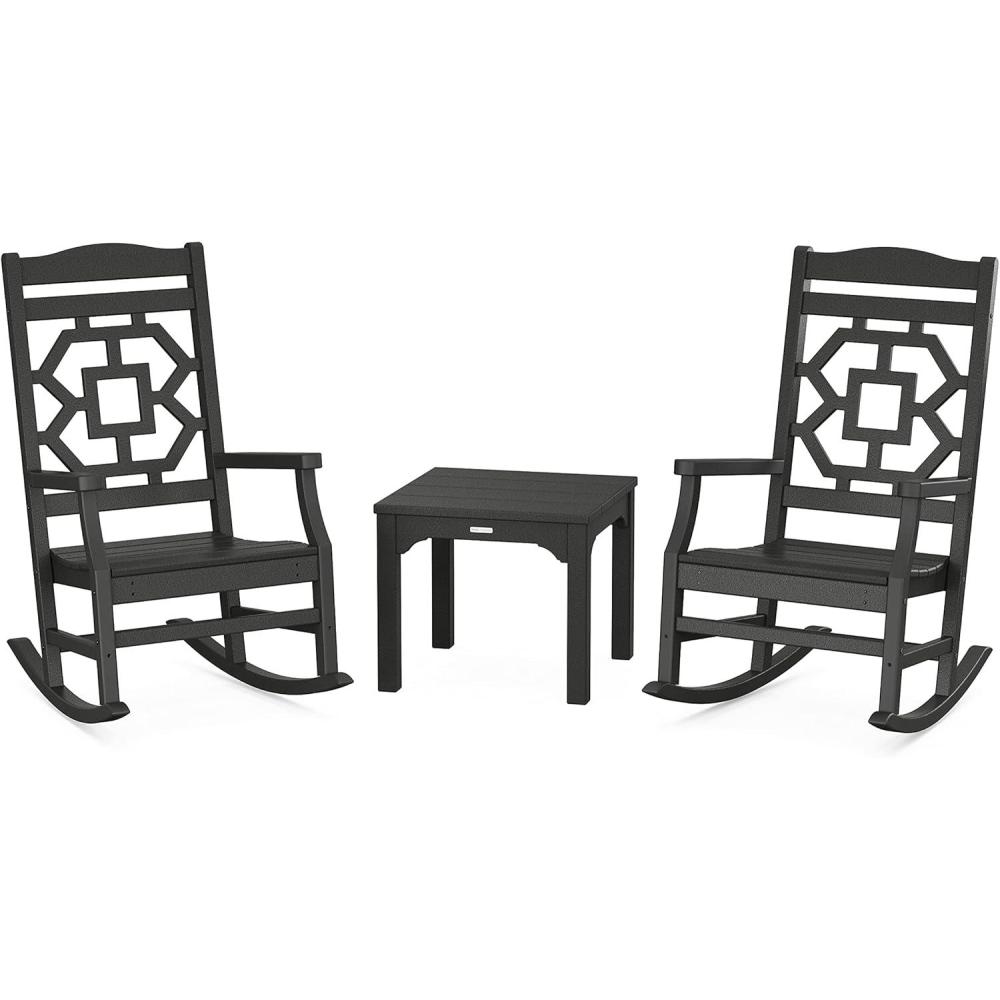 image:imageMartha Stewart by POLYWOOD Chinoiserie 3Piece Rocking Chair Set in GreenBlack
