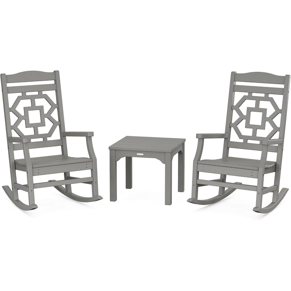 image:imageMartha Stewart by POLYWOOD Chinoiserie 3Piece Rocking Chair Set in GreenSlate Grey