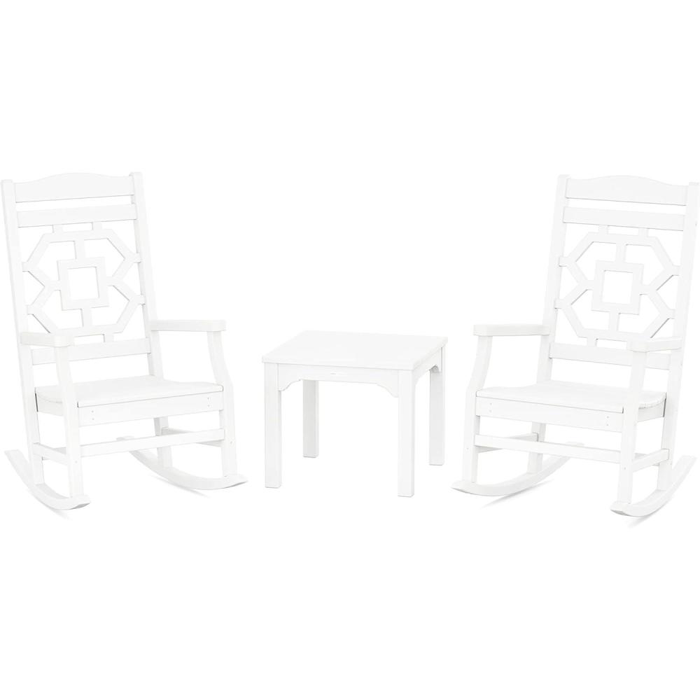 image:imageMartha Stewart by POLYWOOD Chinoiserie 3Piece Rocking Chair Set in GreenWhite