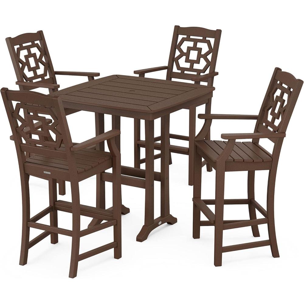 image:imageMartha Stewart by POLYWOOD Chinoiserie 5Piece Bar Set with Trestle Legs in WhiteMahogany
