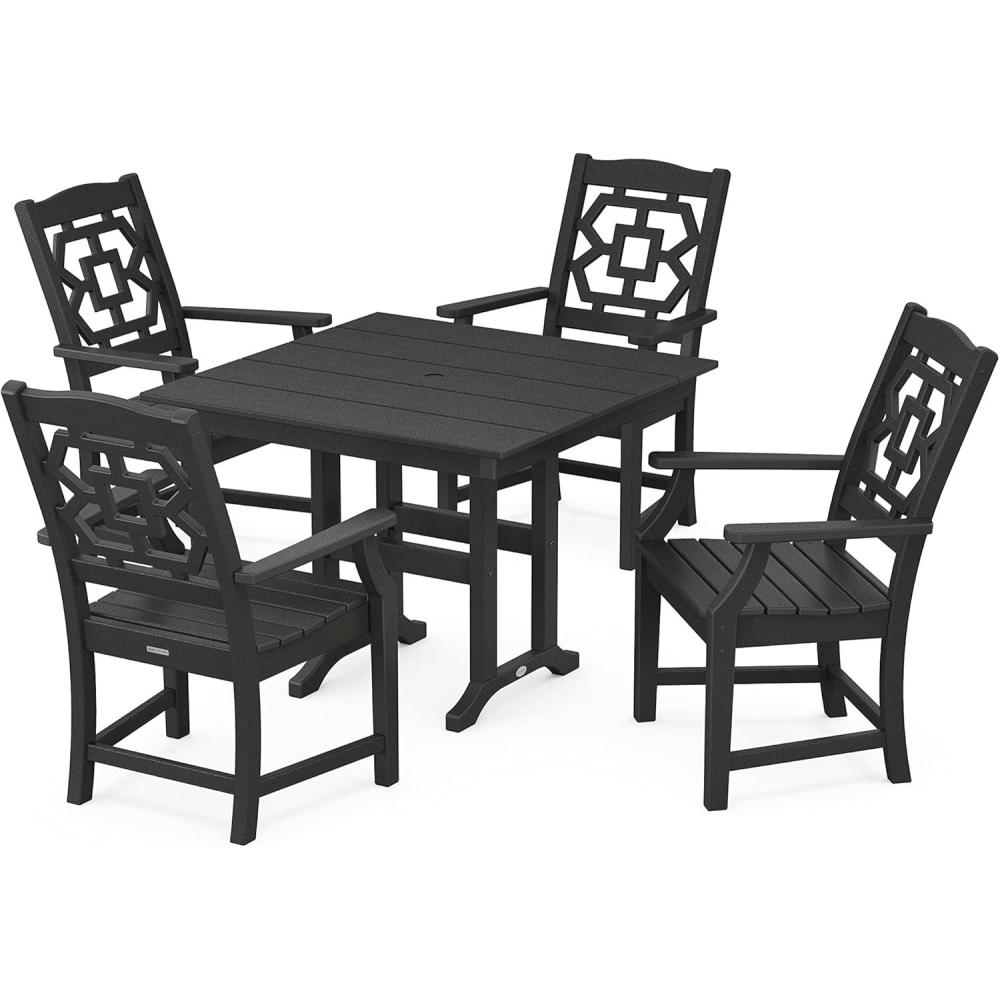 image:imageMartha Stewart by POLYWOOD Chinoiserie 5Piece Farmhouse Dining Set in WhiteBlack