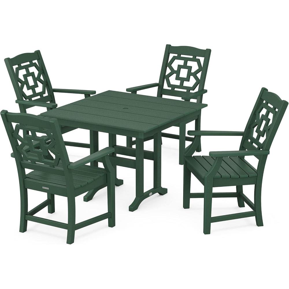 image:imageMartha Stewart by POLYWOOD Chinoiserie 5Piece Farmhouse Dining Set in WhiteGreen
