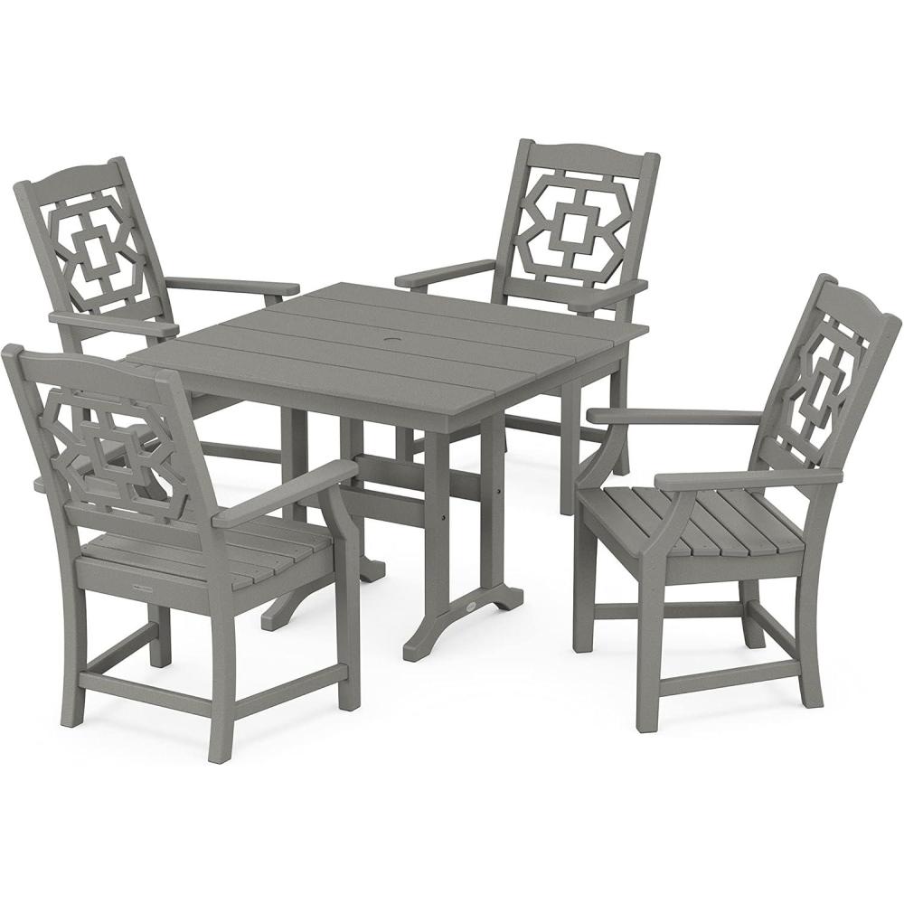 image:imageMartha Stewart by POLYWOOD Chinoiserie 5Piece Farmhouse Dining Set in WhiteSlate Grey
