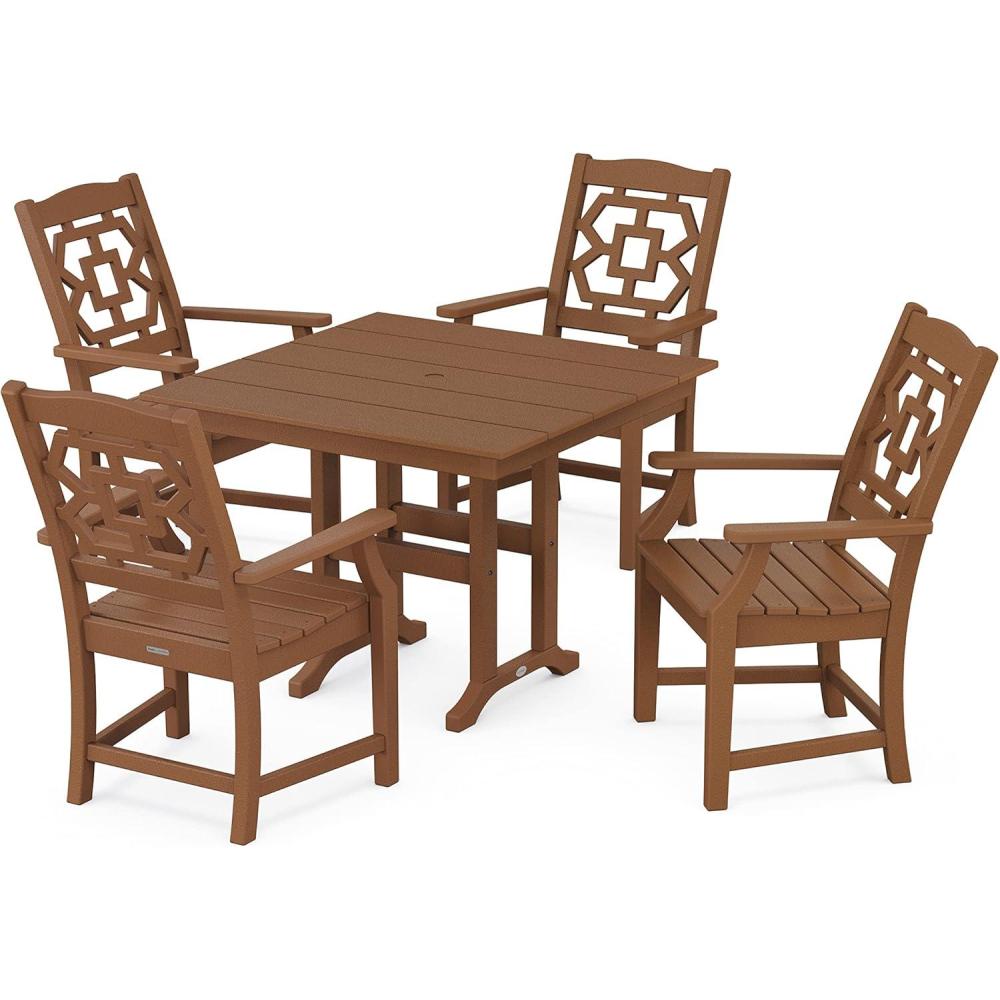 image:imageMartha Stewart by POLYWOOD Chinoiserie 5Piece Farmhouse Dining Set in WhiteTeak