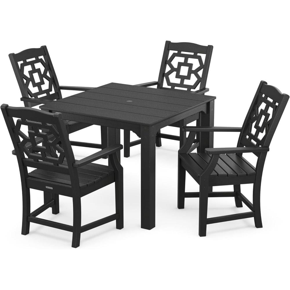 image:imageMartha Stewart by POLYWOOD Chinoiserie 5Piece Parsons Dining Set Exclusive in TeakBlack