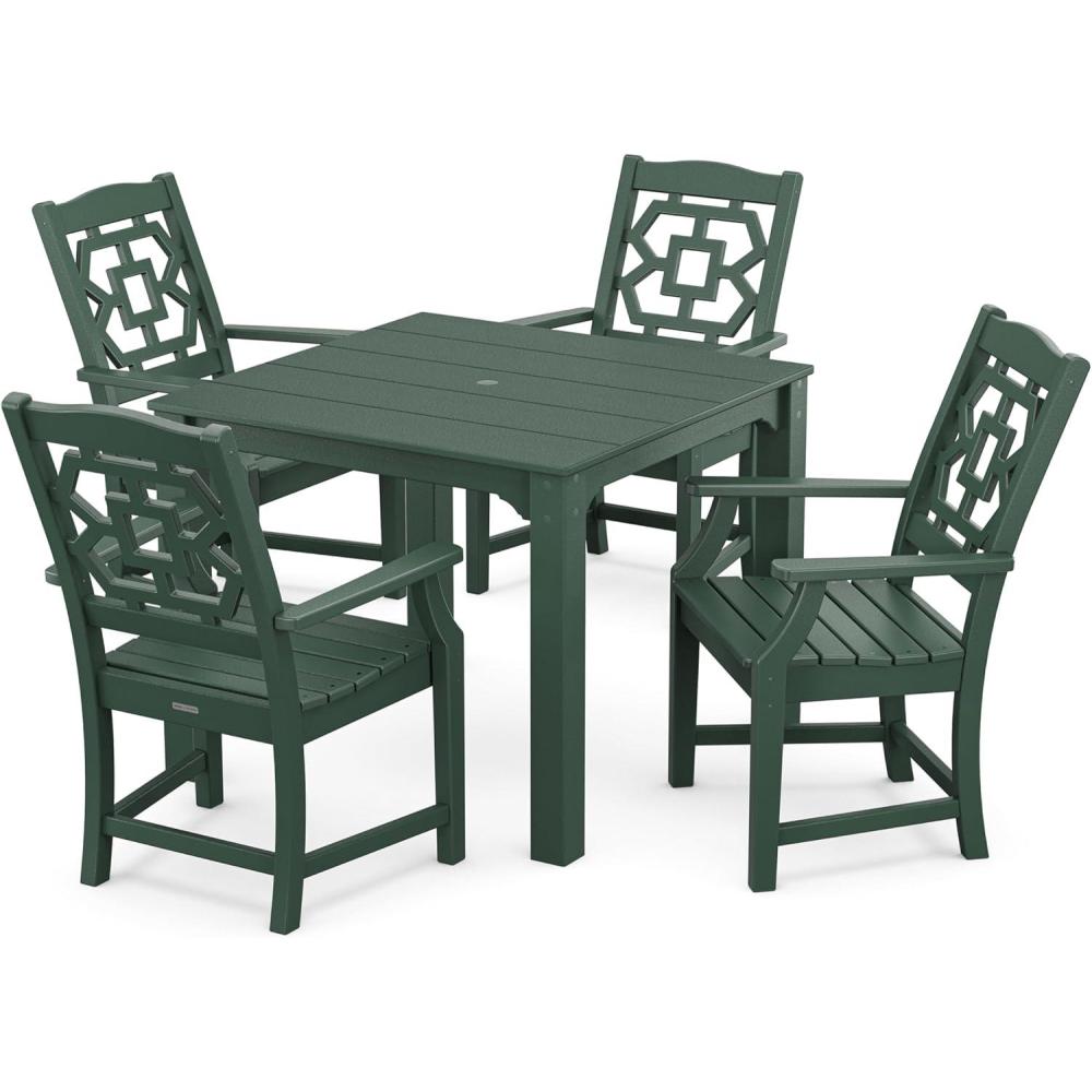 image:imageMartha Stewart by POLYWOOD Chinoiserie 5Piece Parsons Dining Set Exclusive in TeakGreen