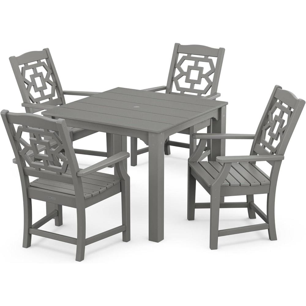 image:imageMartha Stewart by POLYWOOD Chinoiserie 5Piece Parsons Dining Set Exclusive in TeakSlate Grey