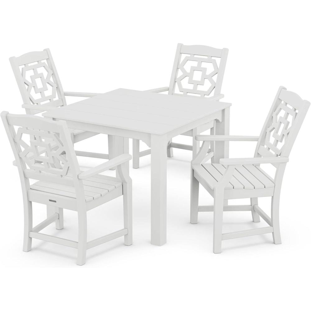 image:imageMartha Stewart by POLYWOOD Chinoiserie 5Piece Parsons Dining Set Exclusive in TeakWhite