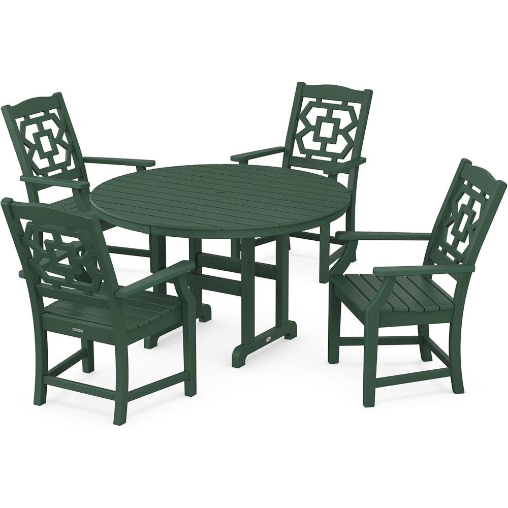 image:imageMartha Stewart by POLYWOOD Chinoiserie 5Piece Round Farmhouse Dining Set in Slate GreyGreen