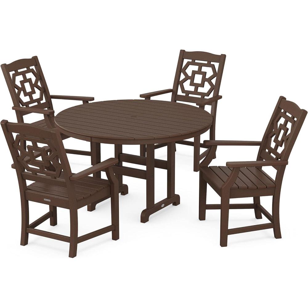 image:imageMartha Stewart by POLYWOOD Chinoiserie 5Piece Round Farmhouse Dining Set in Slate GreyMahogany
