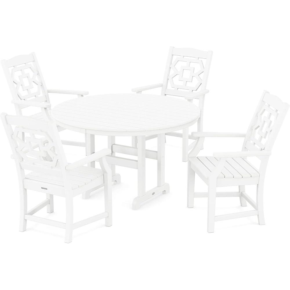 image:imageMartha Stewart by POLYWOOD Chinoiserie 5Piece Round Farmhouse Dining Set in Slate GreyWhite
