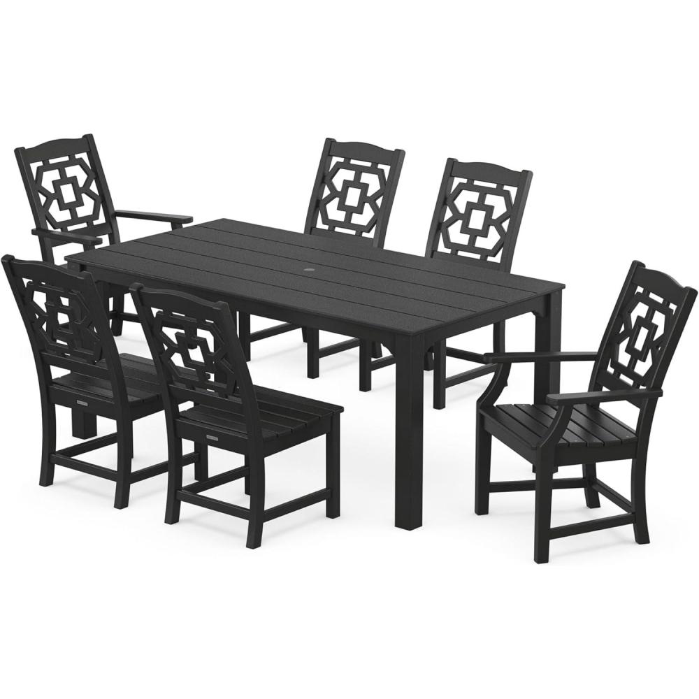 image:imageMartha Stewart by POLYWOOD Chinoiserie 7Piece Parsons Dining Set Exclusive in BlackBlack