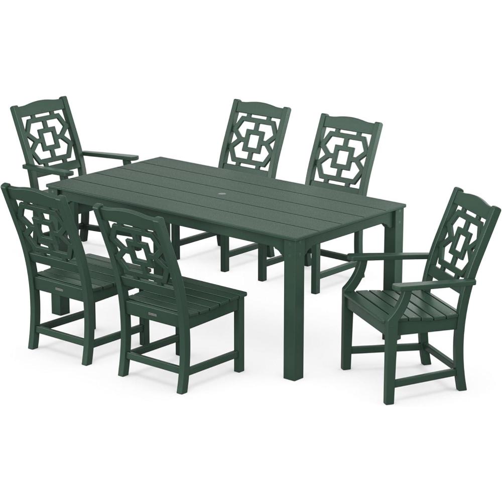 image:imageMartha Stewart by POLYWOOD Chinoiserie 7Piece Parsons Dining Set Exclusive in BlackGreen