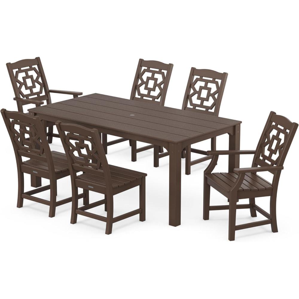 image:imageMartha Stewart by POLYWOOD Chinoiserie 7Piece Parsons Dining Set Exclusive in BlackMahogany