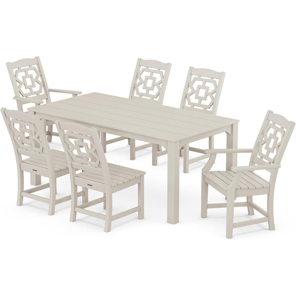 image:imageMartha Stewart by POLYWOOD Chinoiserie 7Piece Parsons Dining Set Exclusive in BlackSand