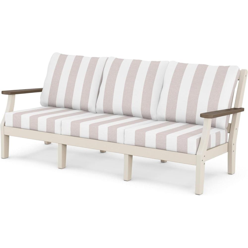 image:imageMartha Stewart by POLYWOOD Chinoiserie Deep Seating Sofa in WhiteGlacier SpaSand Kona Cabana Stripe Dune Burlap