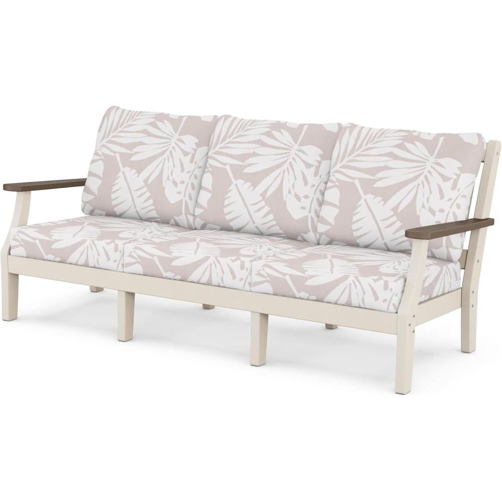 image:imageMartha Stewart by POLYWOOD Chinoiserie Deep Seating Sofa in WhiteGlacier SpaSand Kona Leaf Dune Burlap
