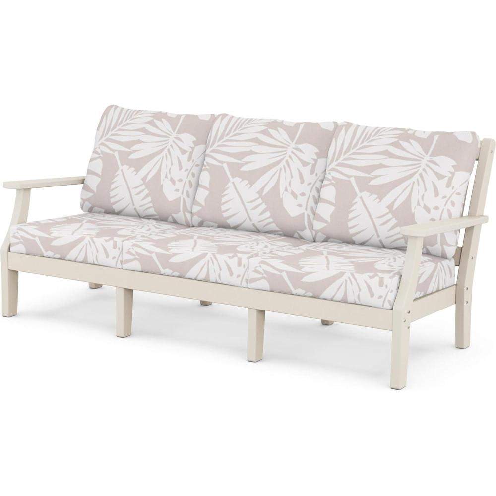 image:imageMartha Stewart by POLYWOOD Chinoiserie Deep Seating Sofa in WhiteGlacier SpaSand Leaf Dune Burlap