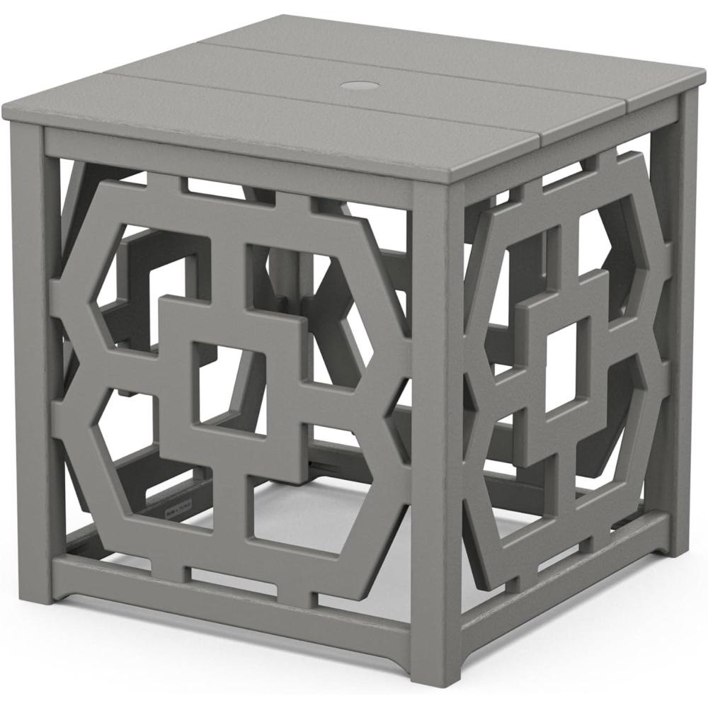 image:imageMartha Stewart by POLYWOOD Chinoiserie Umbrella Stand Accent Table in BlackSlate Grey