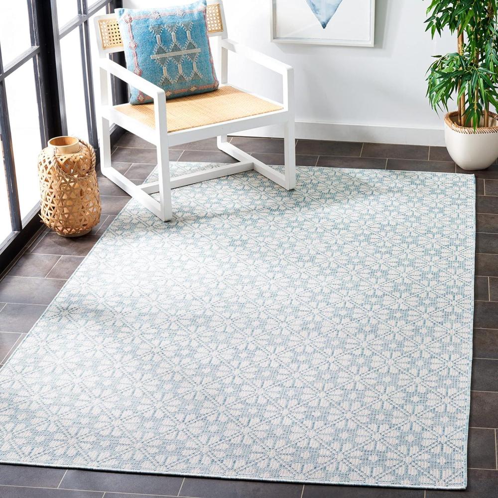 image:imageMartha Stewart x SAFAVIEH Outdoor Area Rug Collection  8 x 10 Aqua Weather Resistant amp Washable Ideal for Patio Backyard Mudroom Deck Dining Space MSR4491J