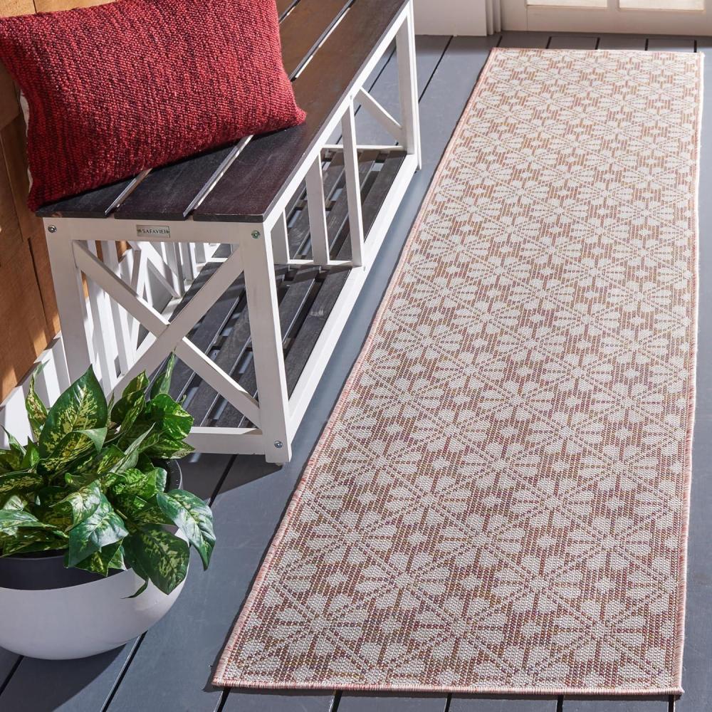 image:imageMartha Stewart x SAFAVIEH Outdoor Area Rug Collection 8 x 10 Blue amp Beige Weather Resistant amp Washable Ideal for Patio Backyard Mudroom Deck Dining Space MSR4491MLight PinkMulti