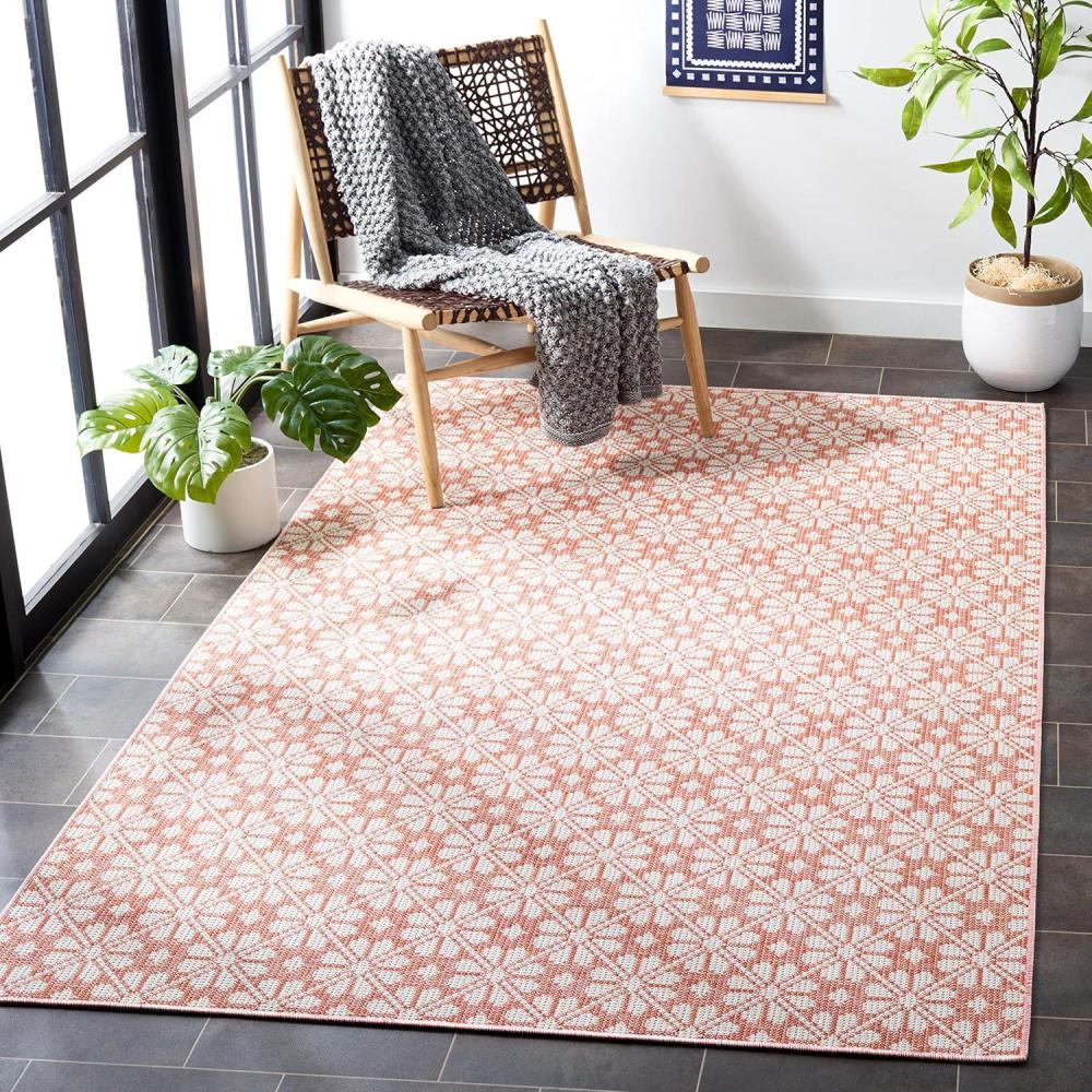image:imageMartha Stewart x SAFAVIEH Outdoor Area Rug Collection 8 x 10 Blue amp Beige Weather Resistant amp Washable Ideal for Patio Backyard Mudroom Deck Dining Space MSR4491MTerracotta