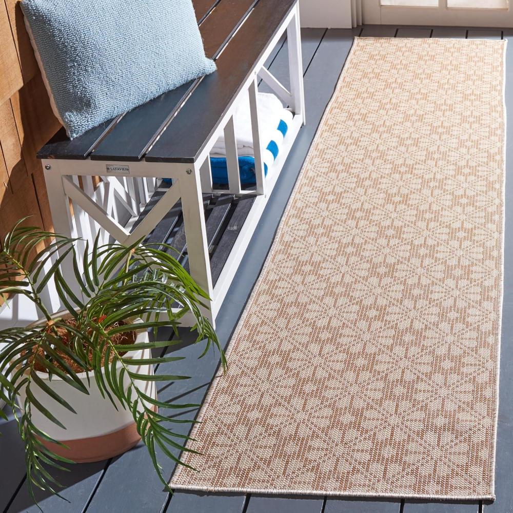 image:imageMartha Stewart x SAFAVIEH Outdoor Area Rug Collection 8 x 10 Blue amp Beige Weather Resistant amp Washable Ideal for Patio Backyard Mudroom Deck Dining Space MSR4491MNaturalBeige