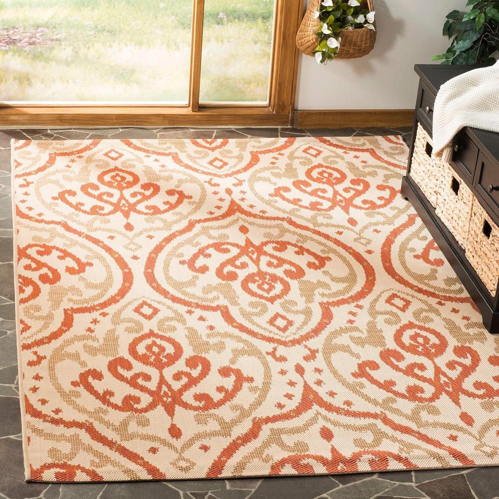 image:imageMartha Stewart x SAFAVIEH Outdoor Area Rug Collection 8 x 112 Beige amp Anthracite Weather Resistant amp Washable Ideal for Patio Backyard Mudroom Deck Dining Space MSR411423612BeigeTerracotta