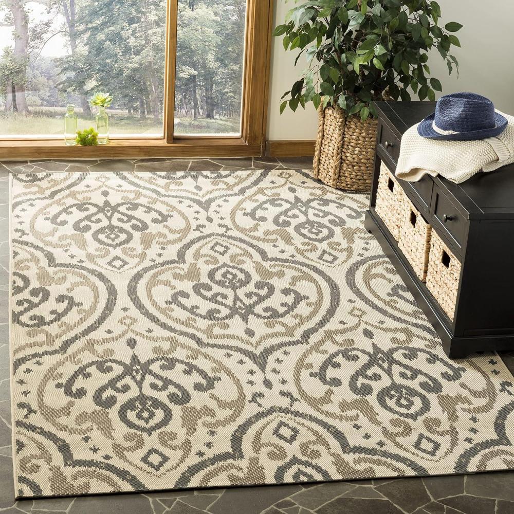 image:imageMartha Stewart x SAFAVIEH Outdoor Area Rug Collection 8 x 112 Beige amp Anthracite Weather Resistant amp Washable Ideal for Patio Backyard Mudroom Deck Dining Space MSR411423612BeigeAnthracite