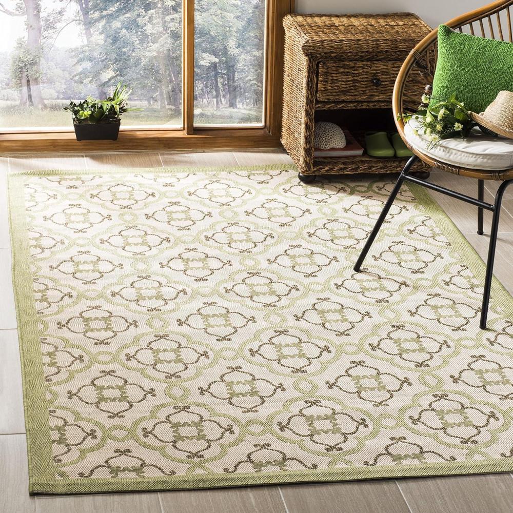 image:imageMartha Stewart x SAFAVIEH Outdoor Area Rug Collection 8 x 112 Beige amp Sweet Pea Weather Resistant amp Washable Ideal for Patio Backyard Mudroom Deck Dining Space MSR4262BeigeSweet Pea