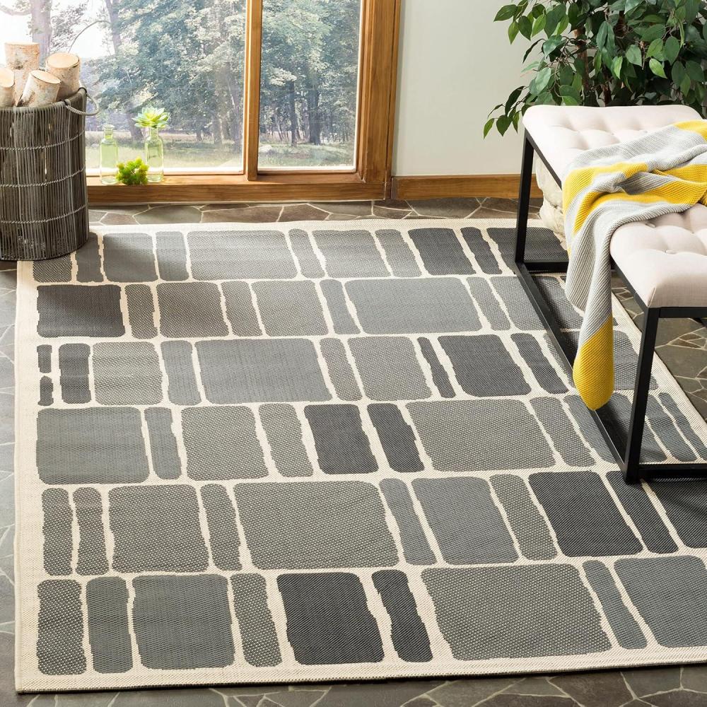 image:imageMartha Stewart x SAFAVIEH Outdoor Area Rug Collection 8 x 112 Cream amp Sweet Pea Weather Resistant amp Washable Ideal for Patio Backyard Mudroom Deck Dining Space MSR4289325BeigeAnthracite