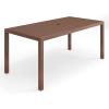 Martha Stewart Bedford 71″ Indoor-Outdoor Aluminum Patio Table with Umbrella Hole and Brushed Woodgrain Finish in Brown(Brown)