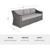 Martha Stewart Bedford Indoor-Outdoor Modular Patio Sofa for 3 with Rattan Wicker Finish in Gray with Gray All-Weather Cushions