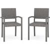 Martha Stewart Bedford Indoor-Outdoor Stackable Patio Armchairs with Rattan Wicker Finish in Gray, Set of 2(Grey)