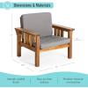 Martha Stewart Kids Outdoor Chair: Natural Acacia Wood Chair for Kids w/Gray Polyester Cushions, 10″ Seat Height | Montessori Furniture for Backyard, Patio, and Outdoor Play & Learning Environments