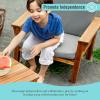 Martha Stewart Kids Outdoor Chair: Natural Acacia Wood Chair for Kids w/Gray Polyester Cushions, 10″ Seat Height | Montessori Furniture for Backyard, Patio, and Outdoor Play & Learning Environments