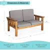 Martha Stewart Kids Outdoor Sofa Chair: Natural Acacia Wood Outdoor Couch for Kids w/Gray Polyester Cushions, 10″ Seat Height | Montessori Furniture for Backyard, Patio, Garden, Porch