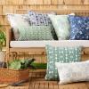 Martha Stewart Tulum Indoor Outdoor Decorative Lumbar Pillow 2-Pack Set, UV Fade Resistant, Water Repellent, Printed Modern Design, Taupe, 11″x18″(Green)