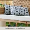 Martha Stewart Tulum Indoor Outdoor Decorative Lumbar Pillow 2-Pack Set, UV Fade Resistant, Water Repellent, Printed Modern Design, Taupe, 11″x18″(Navy Blue)