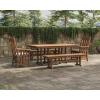 Martha Stewart by POLYWOOD® Acadia 5-Piece Farmhouse Dining Set with Benches in Teak(Black)