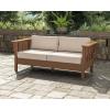Martha Stewart by POLYWOOD® Acadia Deep Seating Loveseat in Mahogany/Spiced Burlap(White / Glacier Spa)