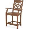 Martha Stewart by POLYWOOD® Chinoiserie 3-Piece Farmhouse Bistro Counter Set in Mahogany(Teak)