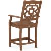 Martha Stewart by POLYWOOD® Chinoiserie 3-Piece Farmhouse Bistro Counter Set in Mahogany(Teak)