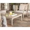 Martha Stewart by POLYWOOD® Chinoiserie Deep Seating Sofa in White/Glacier Spa(Teak / Dune Burlap)