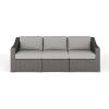 Martha Stewart Bedford Indoor-Outdoor Modular Patio Sofa for 3 with Rattan Wicker Finish in Gray with Gray All-Weather Cushions