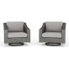 Martha Stewart Bedford Set of 2 Indoor-Outdoor Patio Chairs with 360° Swivel Functionality and Rattan Wicker Finish in Gray with Gray All-Weather Cushions(Gray Cushions/Gray Frame)