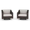 Martha Stewart Bedford Set of 2 Indoor-Outdoor Patio Chairs with 360° Swivel Functionality and Rattan Wicker Finish in Gray with Gray All-Weather Cushions(Tan Cushions/Brown Frame)