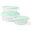 Martha Stewart Langstaff 6 Piece 92 oz, 60 oz, 26 oz Stackable Rectangular Container Set w/Martha Blue Lid(Round (32.1oz  22oz  13.5oz))